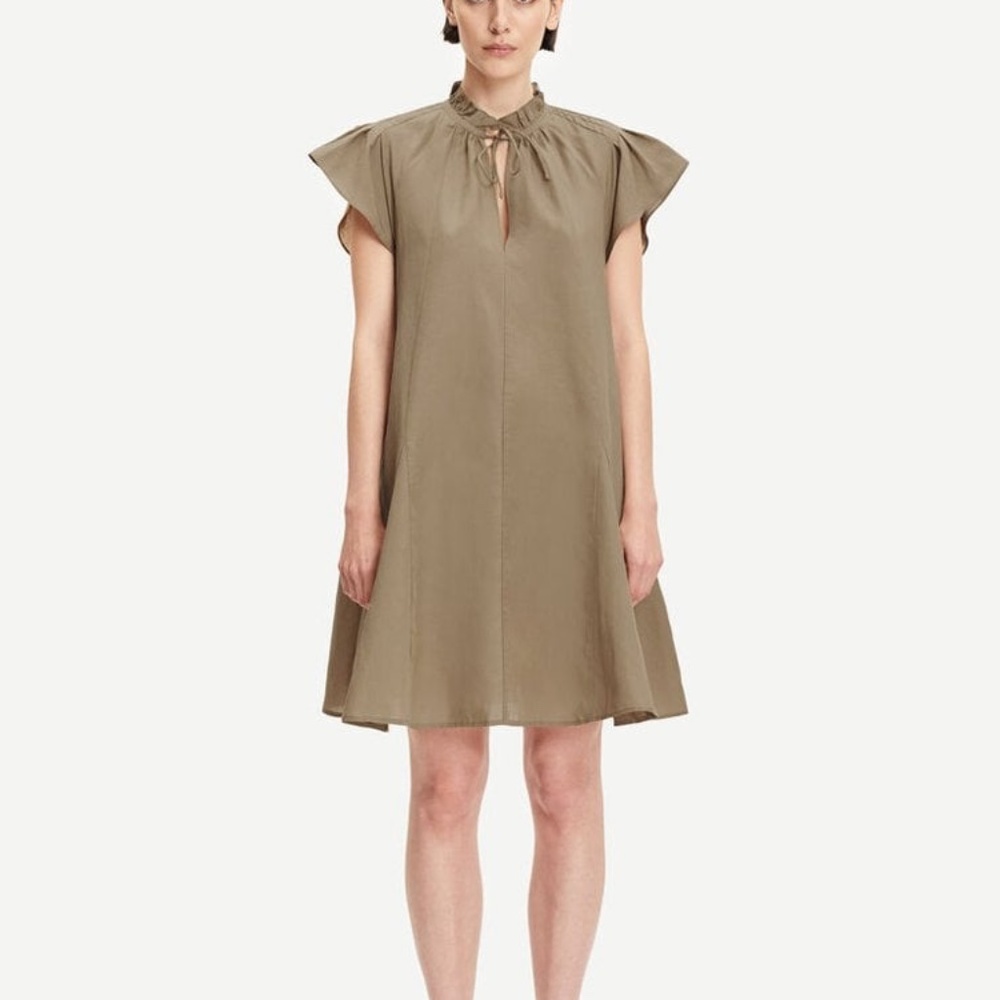 SAMSOE SAMSOE Karookh Linen Blend Khaki Mini Dress